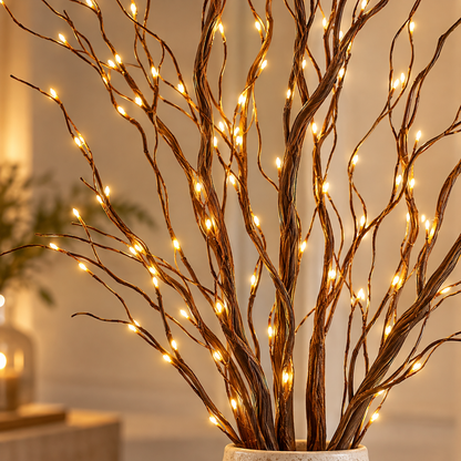 Lighted Brown Willow Branches