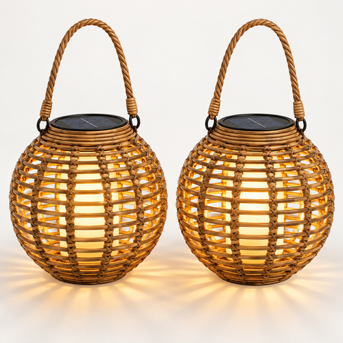 Rattan Solar Hanging Lanterns