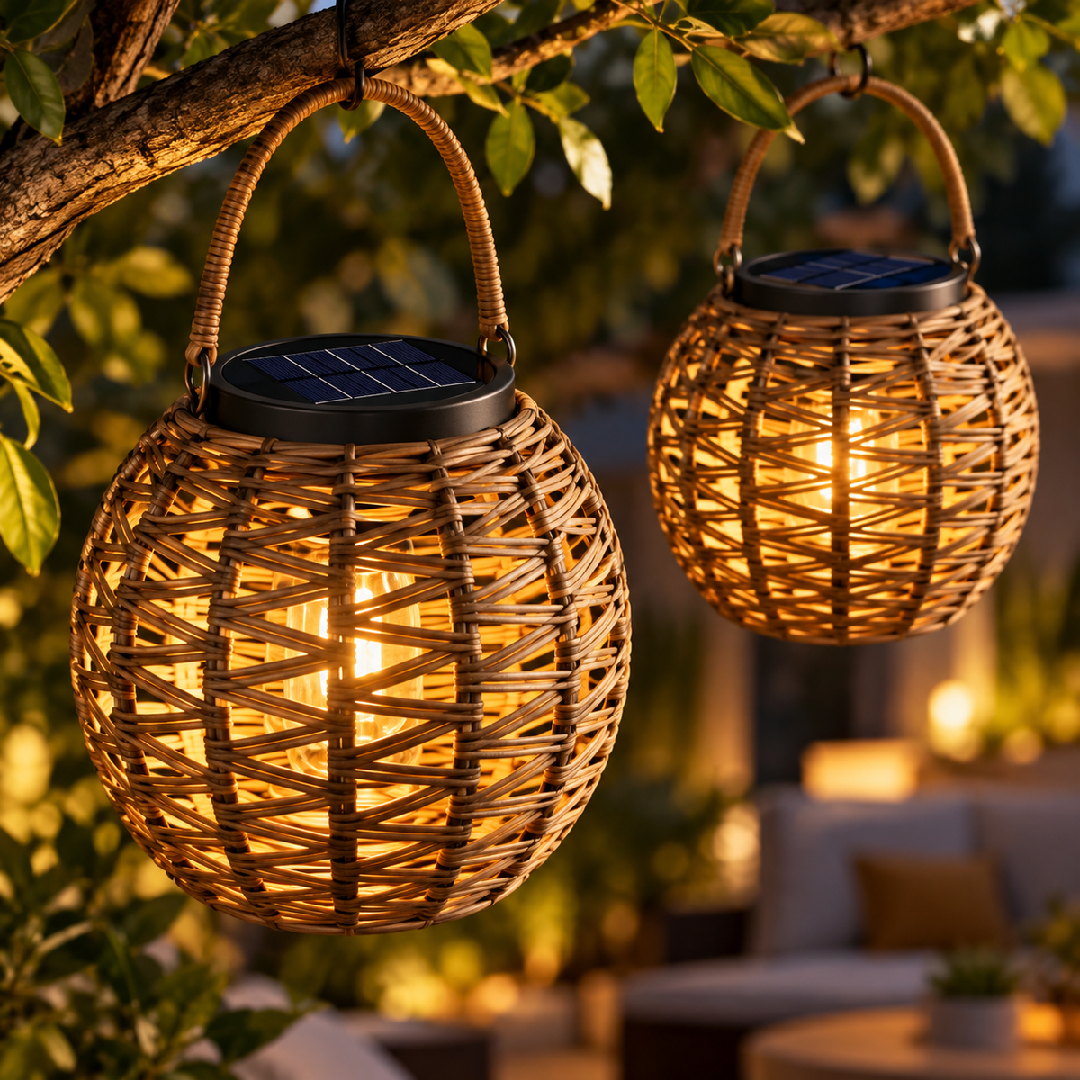 Rattan Solar Hanging Lanterns