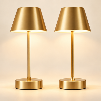 Gold Rechargeable Table Lamp Set