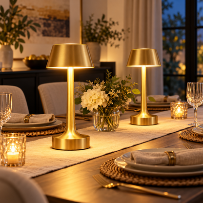 Gold Rechargeable Table Lamp Set