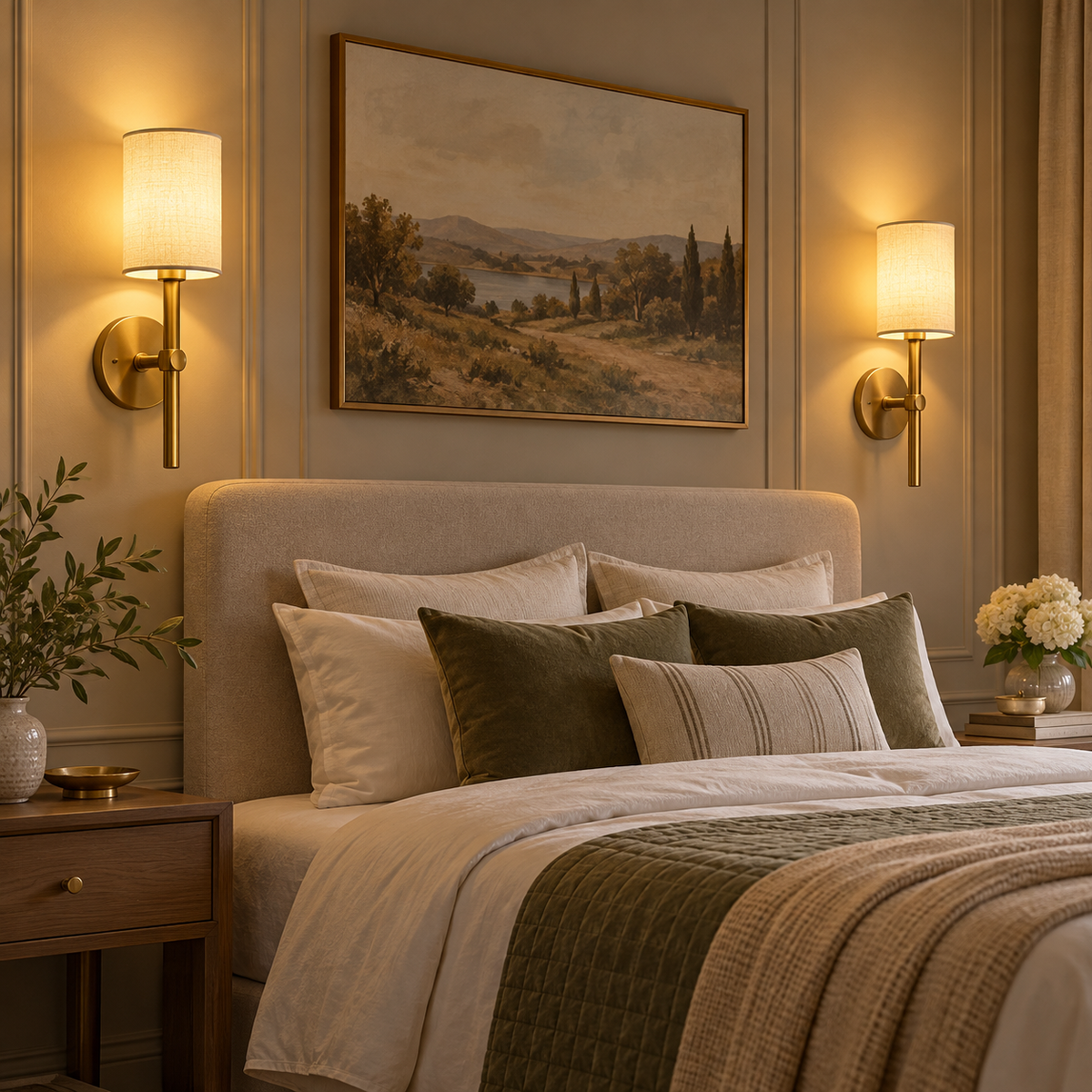 Gold Battery Wall Sconces Set