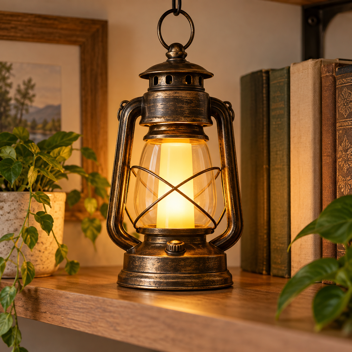 Library Lantern Bookshelf Lamp